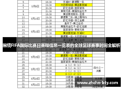 围绕FIFA国际比赛日赛程信息一览表的全球足球赛事时间全解析 围绕FIFA国际比赛日赛程信息一览表的全球足球赛事时间全解析