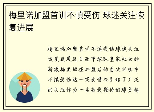 梅里诺加盟首训不慎受伤 球迷关注恢复进展 梅里诺加盟首训不慎受伤 球迷关注恢复进展